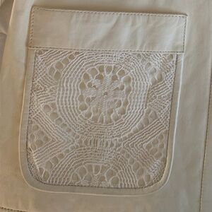 Olivia Palermo Cream Leather & Lace Jacket Size 2 Luxury Statement Piece